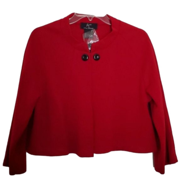 Women's Nina Leonard Red Cropped Blazer Size Large - Picture 1 of 5
